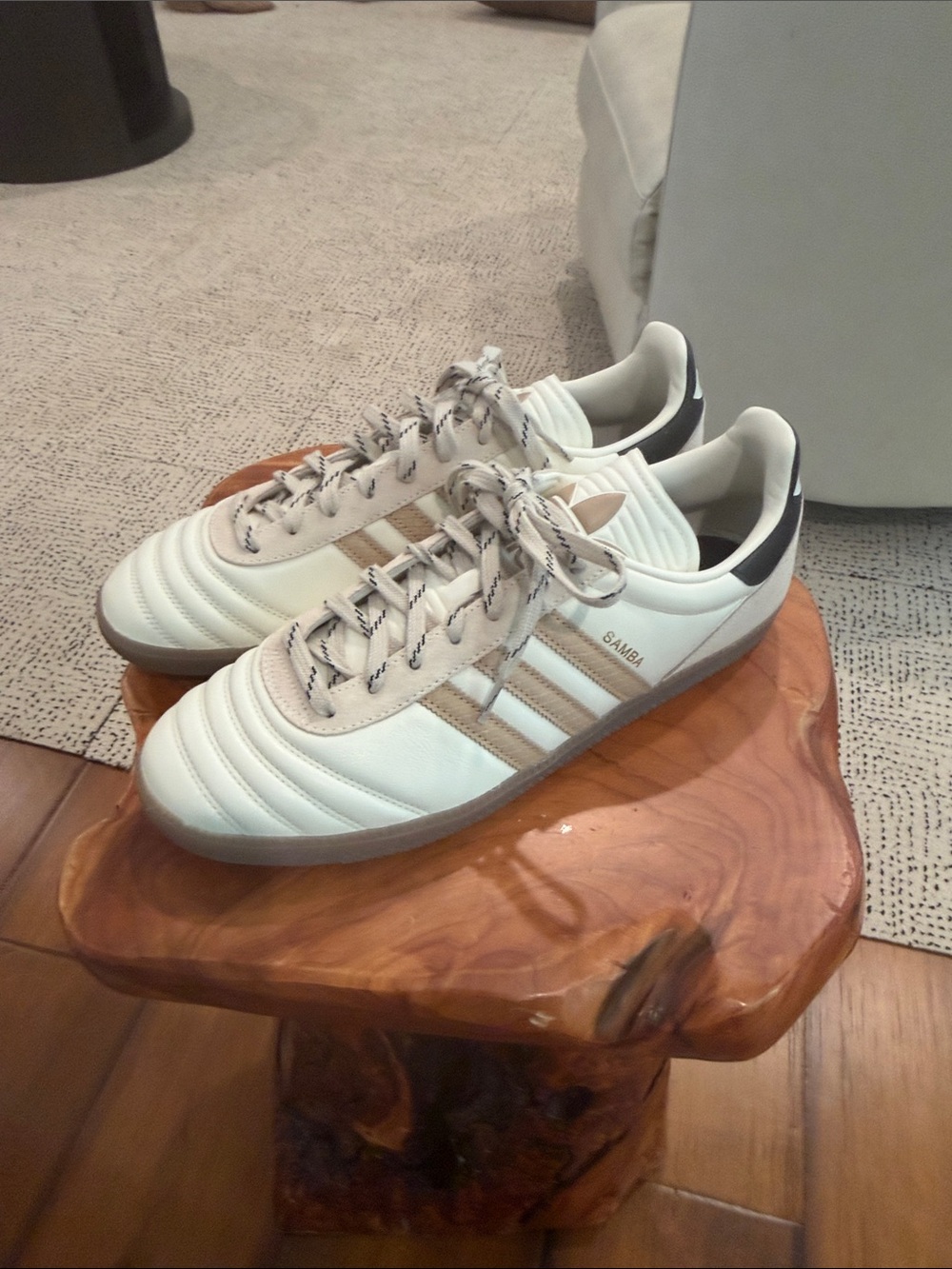 adidas Samba Leather Sneakers in Cream with Black Accents - Picture 3 of 5
